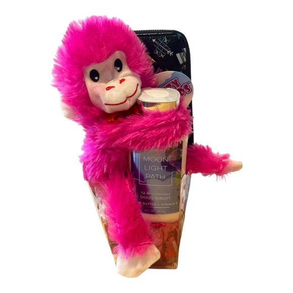 Teens Birthday Day Gift Basket Set, Plush Monkey, Bath & Body Works Lotion - Picture 1 of 8